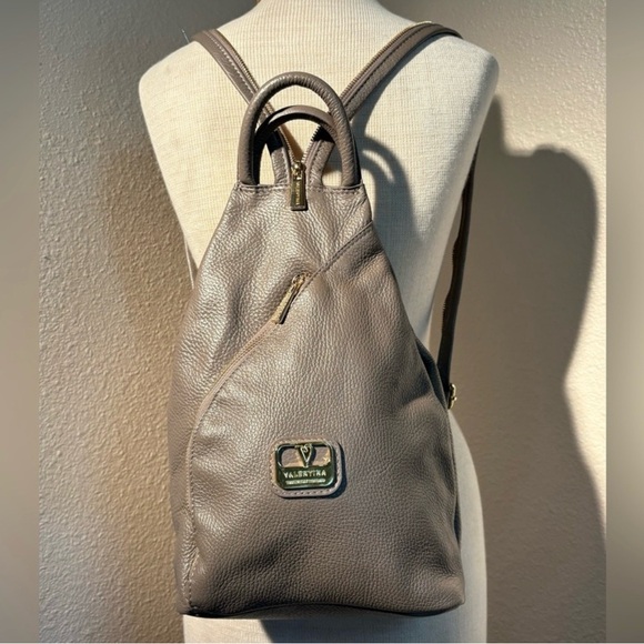Valentina Handbags - Valentina 4 Way Multifunctional Taupe/Gray Pebble Leather Everyday/Travel Bag.